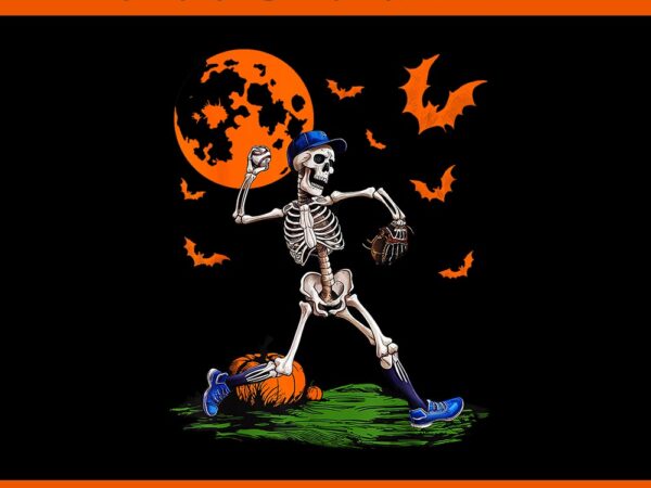 Baseball skeleton halloween png, baseball spooky season png t shirt template