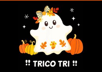 Trico Tri Cute Halloween Spooky Mexican Ghost Spanglish PNG