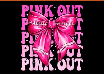 Pink Out Breast Cancer Football Coquette Bow Mom PNG