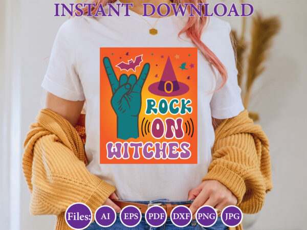 Rock on witches, halloween, halloween design, halloween file, halloween vector, sarcastic, dxf, eps, png, silhouette, cricut, cameo, digital