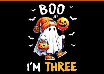 Boo I’m Three Ghost 3rd Birthday Halloween PNG