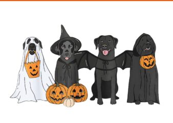 Black Labrador Halloween Ghost Pumpkin PNG