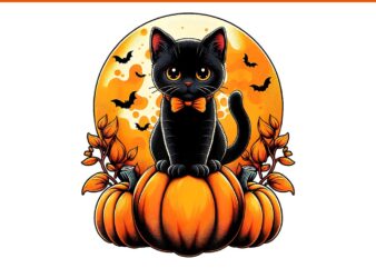 Black Cat Pumpkin Halloween Costume Fall Autumn Season PNG t shirt template