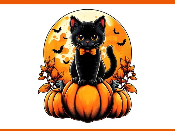 Black cat pumpkin halloween costume fall autumn season png t shirt template