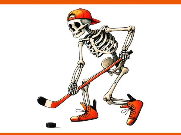 Skeleton hockey halloween sport png t shirt template vector