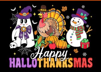 Halloween Thanksgiving Christmas Happy HalloThanksMas PNG graphic t shirt