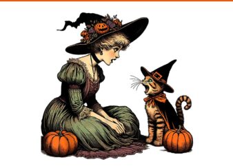 Cat Mom Witch Pumpkin Halloween PNG t shirt vector file