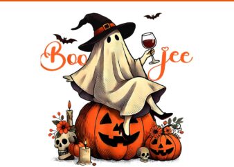 Boo Jee Ghost Ice Coffee Coquette Bow Halloween PNG