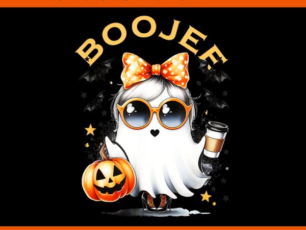 Boo jee ghost drinking coffee coquette bow halloween png t shirt template