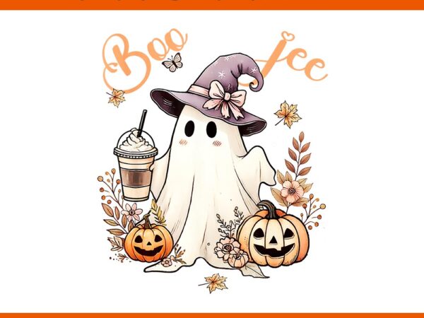 Boo jee ghost drinking coffee coquette bow halloween png t shirt template