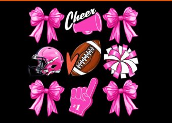 Cheer For The Cure Coquette Bow Football Breast Cancer PNG t shirt vector file