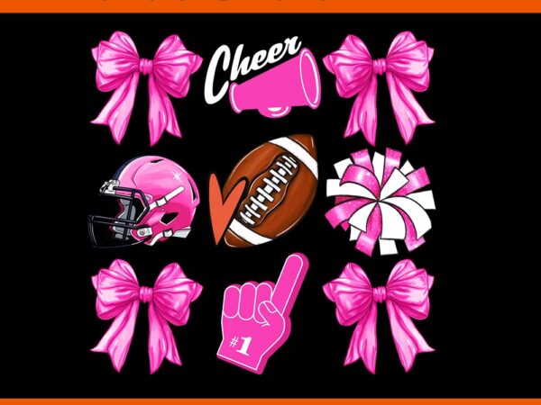 Cheer for the cure coquette bow football breast cancer png t shirt vector file