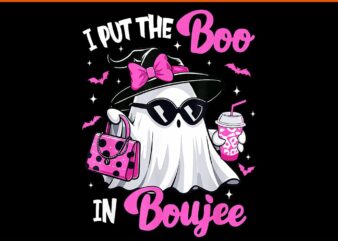 I Put The Boo In Boujee Coquette Bow Ghost Halloween PNG