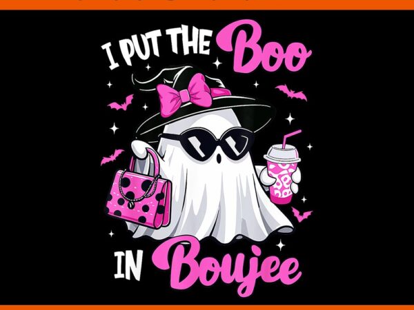 I put the boo in boujee coquette bow ghost halloween png t shirt design for sale