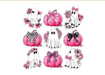 Ghost Floral Boo Halloween PNG, Ghost Floral Spooky Season PNG