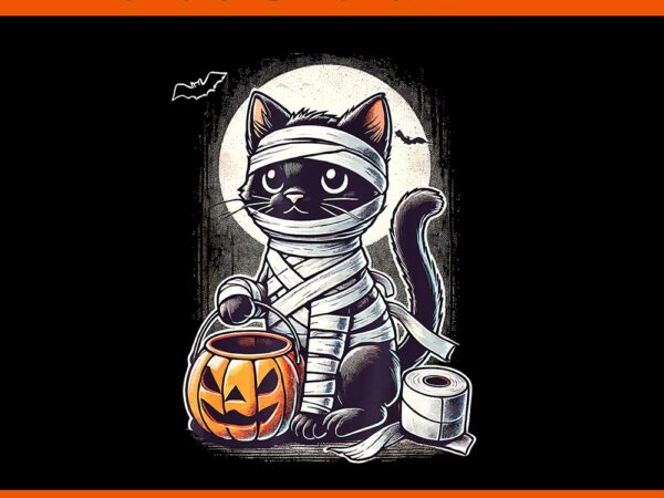 Black cat mummy halloween png t shirt template