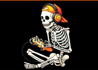 Halloween Skeleton Gamer Video PNG graphic t shirt