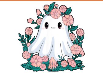 Ghost Floral Boo Halloween Spooky Season PNG