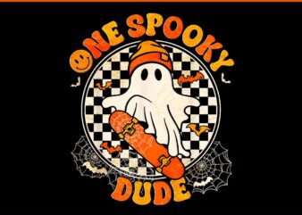 One Spooky Dude Halloween Groovy Boo Skate PNG