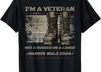 Veterans for Kamala Harris Tim Walz 2024 Election USA Flag T-Shirt