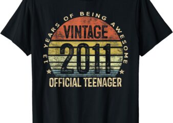 Vintage 2011 Official Teenager 13th Birthday Gifts 13 Yr Old T-Shirt