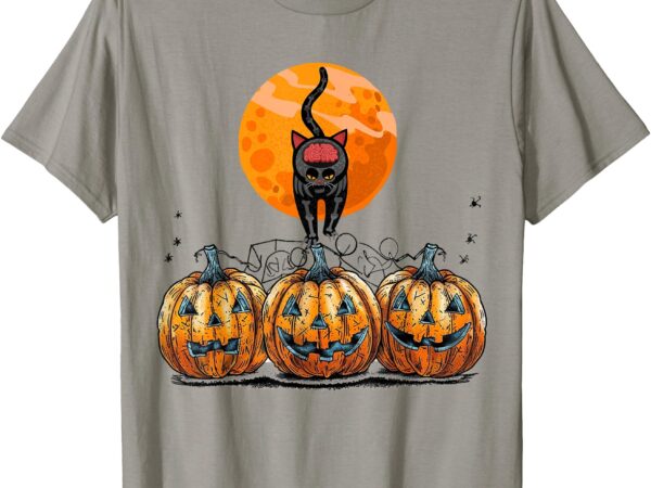 Vintage 90s cat pumpkin halloween retro floral spooky season t-shirt