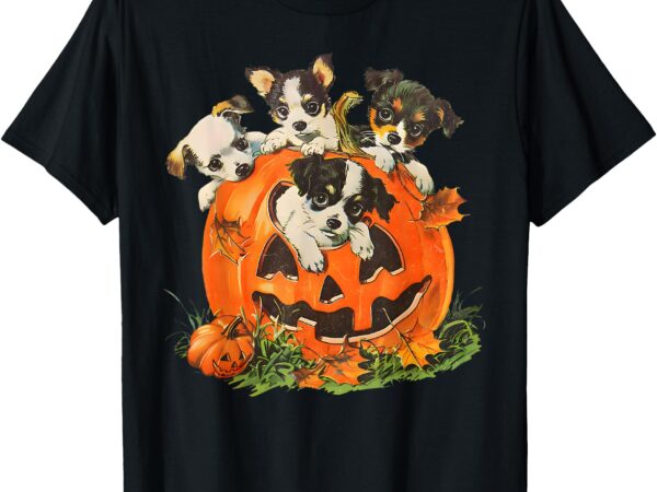 Vintage 90s dog retro pumpkin puppies halloween dog lovers t-shirt