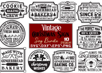 Vintage Christmas Sign T-shirt Bundle Vintage Christmas Sign SVG Bundle