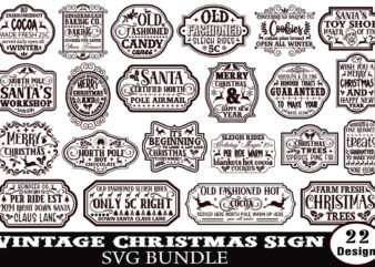 Vintage Christmas Sign t-shirt SVG Bundle