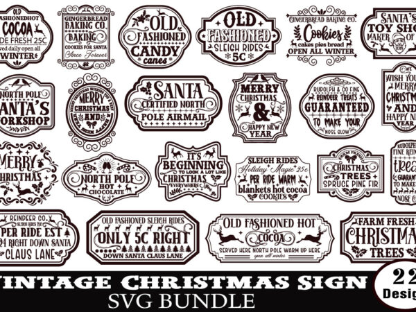 Vintage christmas sign t-shirt svg bundle