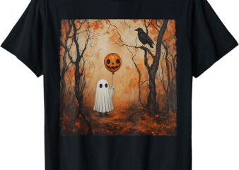 Vintage Ghost Pumpkin Gothic Halloween Ghost Spooky Season T-Shirt