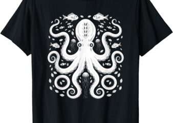 Vintage Octopus Retro Graphic Octopuses Women Men Fisherman T-Shirt