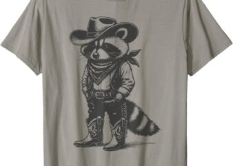 Vintage Raccoon Cowboy Cowgirl Trash Panda Western Country T-Shirt