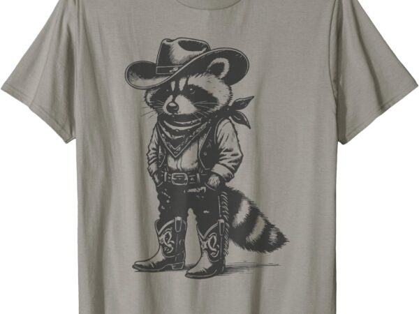 Vintage raccoon cowboy cowgirl trash panda western country t-shirt