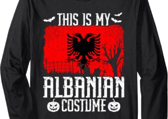 Vintage This Is My Albanian Flag Costume Funny Halloween Long Sleeve T-Shirt