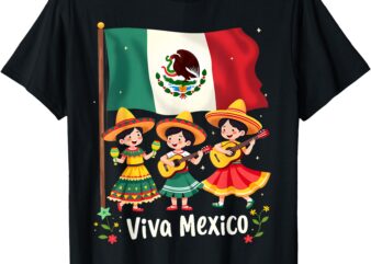 Viva Mexico Mexican Independence Day Guitar Girls Mexico T-Shirt