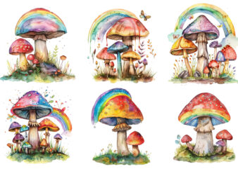 Watercolor Mushroom Sublimation t shirt design for sale