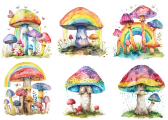 Watercolor Mushroom Sublimation t shirt design for sale