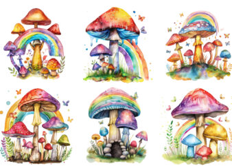 watercolor mashroom clipart