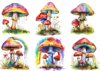 Watercolor Mushroom Sublimation t shirt design for sale