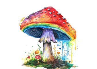 Watercolor Mushroom Sublimation t shirt design for sale