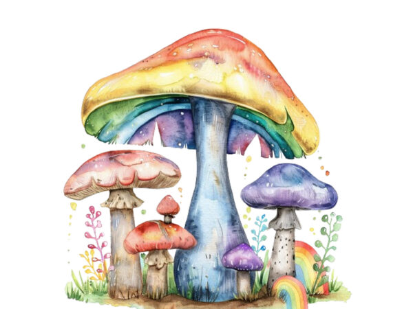 Watercolor mushroom sublimation t shirt design for sale