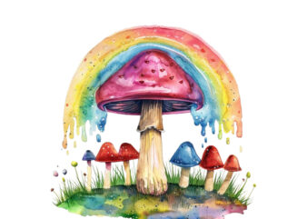 Watercolor Mushroom Sublimation t shirt design for sale