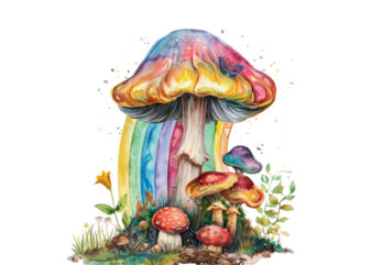 Watercolor Mushroom Sublimation t shirt design for sale