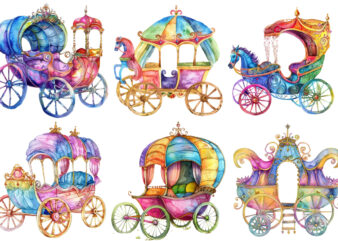 watercolor princess Carriage clipart t shirt design for sale