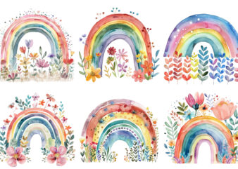 Watercolor Spring Rainbow clipart