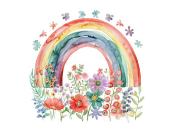 Watercolor Spring Rainbow clipart t shirt design for sale