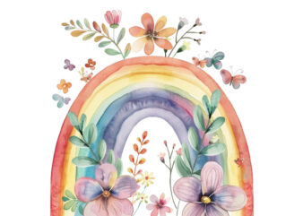 Watercolor Spring Rainbow clipart t shirt design for sale