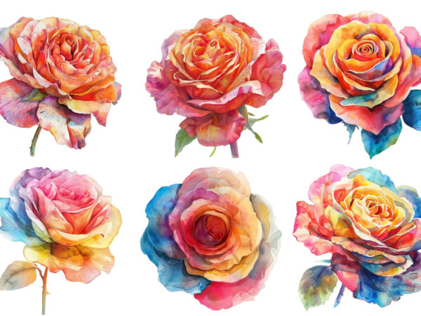 Watercolor spring rose clipart t shirt design for sale