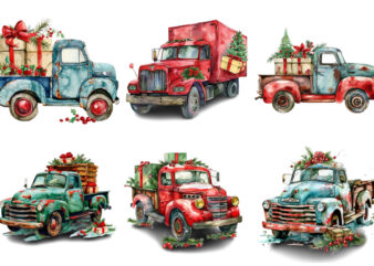 Watercolor Truck with Gift Box t shirt design for sale